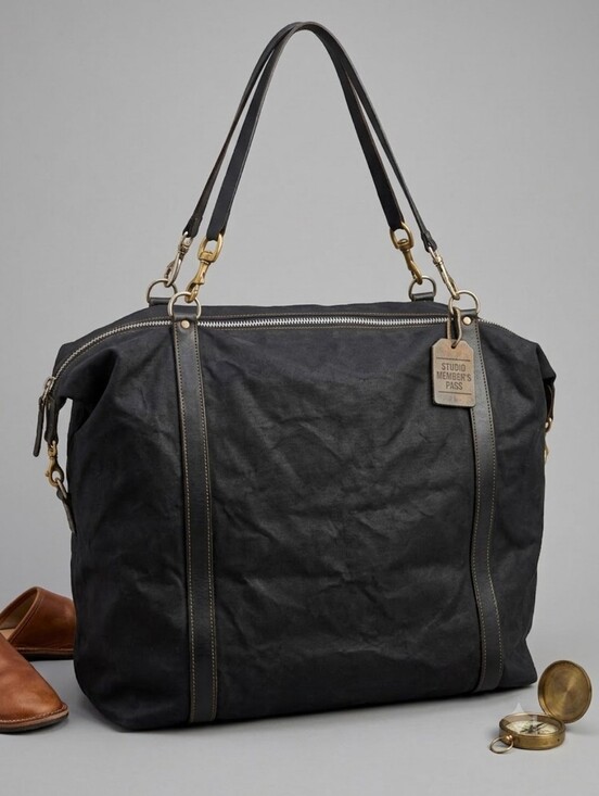 Rugby Other - Rugby Classic Black Canvas Duffel Bag with Leather Trim Travel Bag